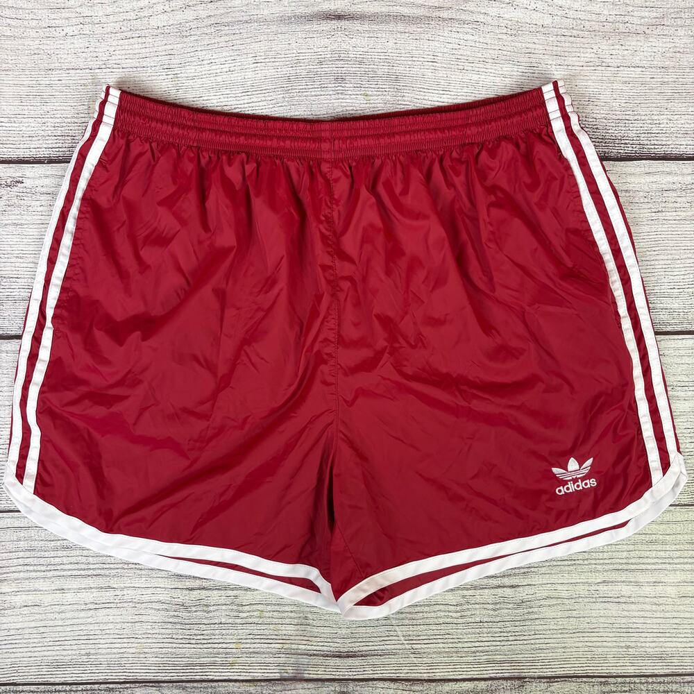 Vintage 1990s Adidas Three Stripe Red Shorts